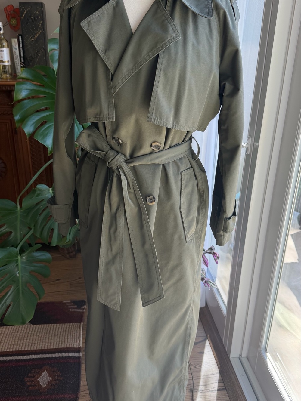 Abercrombie & Fitch Olive Green Trench Coat - Size Medium - Picture 4 of 11